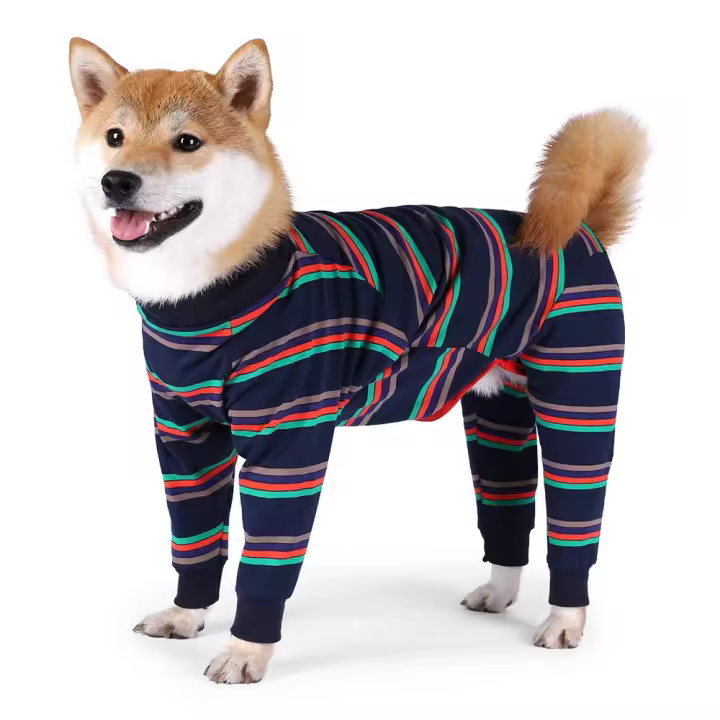 Traje fisiológico elástico para perro, mono a rayas cálido y transpirable, camisa suave calmante para perro, ropa para perros de cuatro patas - 1