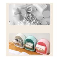 Caja de almacenamiento sin perforaciones, organizador montado en la pared, adhesivo abatible, soporte de hisopo de algodón cosmético, rosa para el hogar - details 2