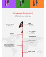 Trekking al aire libre viaje cinco secciones plegable telescópica senderismo bastones de aleación de aluminio ultra-corto bastón - details 4