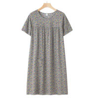 Camisón de mujer de verano de manga corta de algodón y poliéster para personas mayores, estilo casual de longitud media - details 0