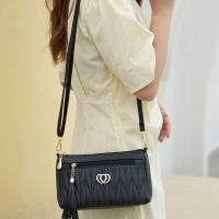 Bolso cruzado de gran capacidad para mujer, decoración con borlas, bolso de hombro con entramado y cremallera, bolso de bolsillo, bandolera de cuero de PU - details 9