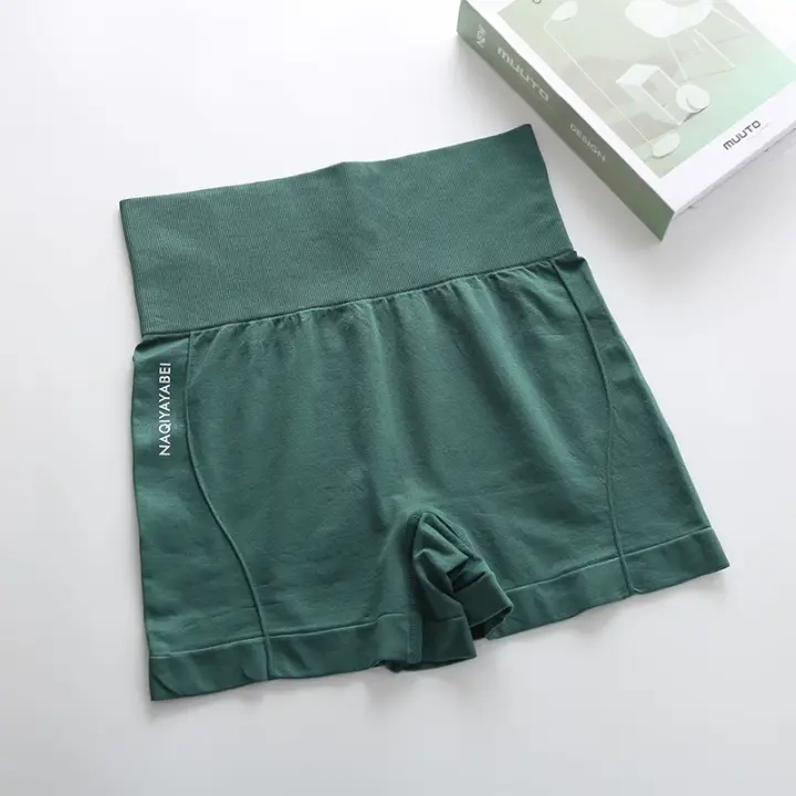 Pantalones cortos deportivos de cintura alta, mallas moldeadoras de abdomen, sin costuras, para Fitness, Yoga, ciclismo, seguridad, gimnasio, Fitness - 1