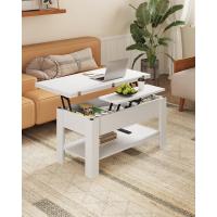 Mesa de Centro Regulable en Altura, Almacenamiento Oculto, 3 en 1, Multifunción, Mesa de Salón, Mesa de Café, Compartimento Abierto, Mesa de Comedor, para Salón, Oficina, Blanco - details 4