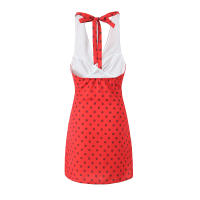 Vestido de verano de una pieza para mujer, minivestido coreano de lunares rojos con cuello halter, ropa sin espalda, 2024 - details 16