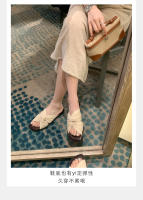 Zapatillas de las mujeres de verano pliegues retorcido fondo plano exterior desgaste sandalias versátil cabeza cuadrada nube media arrastre - details 19