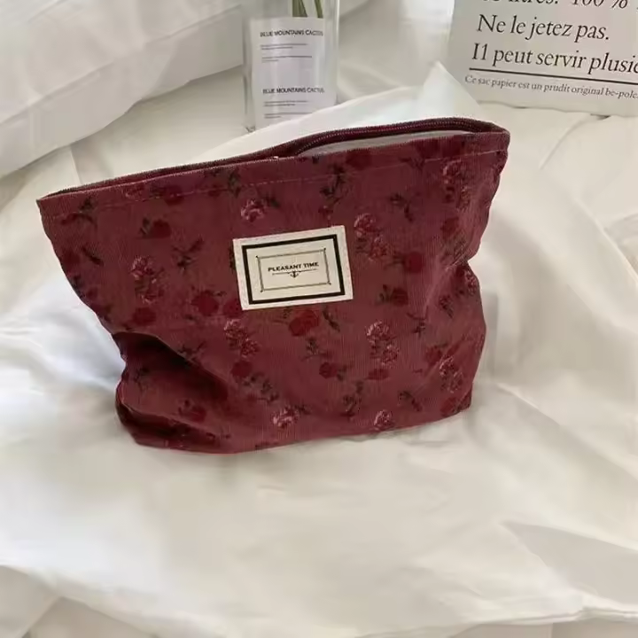 Bolsa de Maquillaje Retro Leopardo de Pana Bolsa de Almacenamiento y Limpieza de Labiales para Mujeres - 1