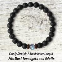 pulsera de piedra volcánica para hombre y mujer, brazalete de cuerda elástica, regalo para el Día del Padre, piedra lunar volcánica,Pulsera de regalo del Día de la Madre - details 0