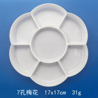 Paleta de pintura de flor de ciruelo de plástico blanco para niños, pies de paleta de acuarela acrílica - details 12