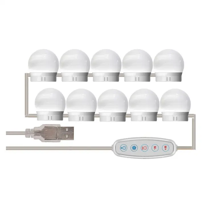 3 modos colores maquillaje espejo luz Led táctil atenuación tocador tocador lámpara bombilla USB 12V - 1