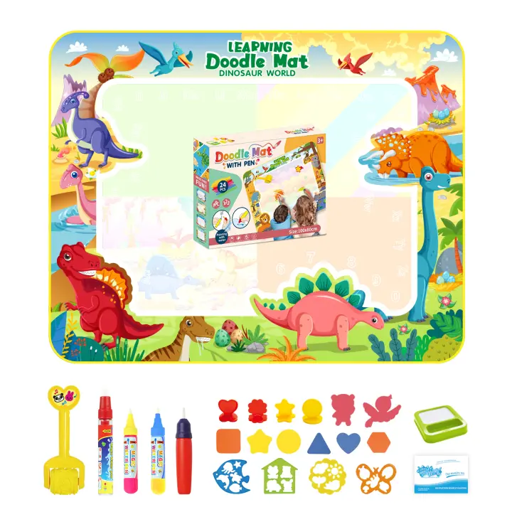 100x80CM Coloring Doodle Magic Water Drawing Mat with Reusable Magic Pens Educational Painting Board Montessori Toys for Kids - 1