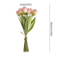 Ramo de tulipanes artificiales de 9 cabezas, borde quemado, flor de tulipán de seda realista hecha a mano, flores falsas de tacto Real, decoración de cumpleaños, 9 Uds. - details 0