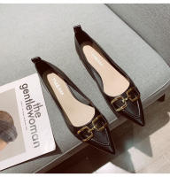 Zapatos de noche de tacón bajo, boca poco profunda, punta puntiaguda para un estilo otoñal con falda. - details 11