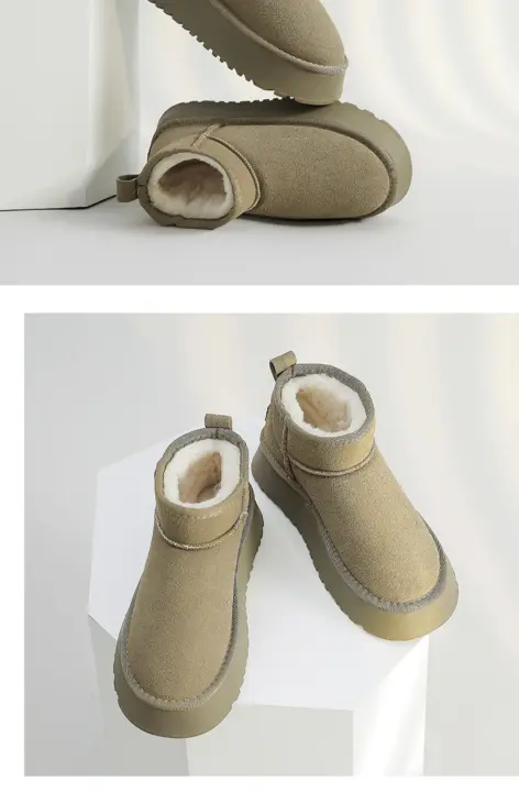 Zapatos planos hasta el tobillo de felpa Snow Boo, adecuados para mujeres cálidas e informales, con forro - 1
