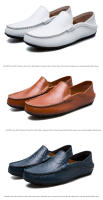Zapatos informales de cuero genuino para hombre, mocasines formales sin cordones de marca de lujo, italianos, negros, 2025 - details 4