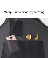 Nuevo Delantal de cocina de PVC, delantal de trabajo resistente al aceite Negro transparente, delantales de limpieza impermeables a prueba de suciedad - details 5