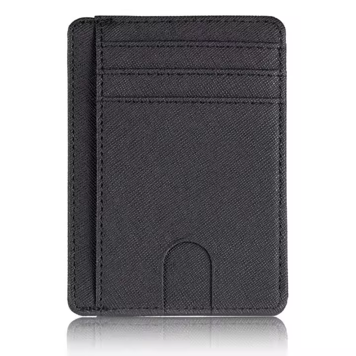 Cartera de cuero delgada con bloqueo RFID, tarjetero para tarjetas de identificación de crédito, monedero, funda para dinero para hombres y mujeres, bolso de moda 2020, 11,5x8x0,5 cm - 1