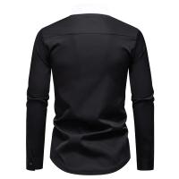 Camisas de manga larga con cierre para hombre, camisas informales para hombre, diseño de documentos, blanco y negro, escritorio de negocios y trabajo, moda de primavera - details 14