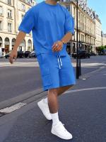 Conjunto Deportivo Casual para Hombres de Poliéster Camiseta con Pelo y Shorts de Cinturón con Bolsillos Perfecto para el Verano Lavable en Máquina - details 27