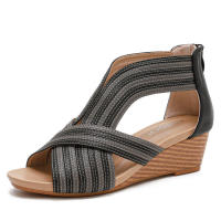 Sandalia cuña 2025 verano moda mujer Boca de pescado sandalias romanas mujeres - details 1