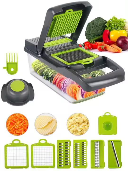 Cortador de verduras multifuncional para cocina, accesorio rallador con hoja de acero, para patatas y zanahorias, 8 en 1 - 1