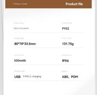 Molinillo Eléctrico para pies de cuero, IPX6, 500mAH, carga por TYPE-C USB - details 7