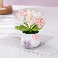 Flores de ganchillo hechas a mano de tulipán, ramo tejido terminado en maceta, flor de punto Artificial, regalo del Día de San Valentín, decoración de escritorio para el hogar - details 4