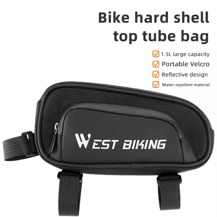WEST BIKING-bolsa impermeable para cuadro delantero de bicicleta, con logotipo reflectante, para tubo superior de MTB, almacenamiento multicapa, accesorios para ciclismo - 1