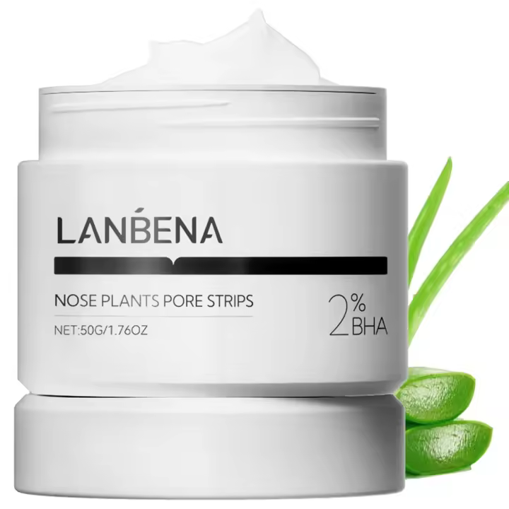Tiras para poros LANBENA (50 g/1,76 oz), 100 tiras para la nariz, mascarilla para eliminar puntos negros, NOTA: la crema se seca y se vuelve gomosa a baja temperatura, coloque la botella en agua hirviendo para suavizarla - 1