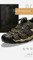 Sandalias deportivas de verano para hombre, sandalias para senderismo al aire libre, punta cerrada, cuero, atléticas, cómodas, para caminar, sandalias de playa, zapatos de agua - details 7