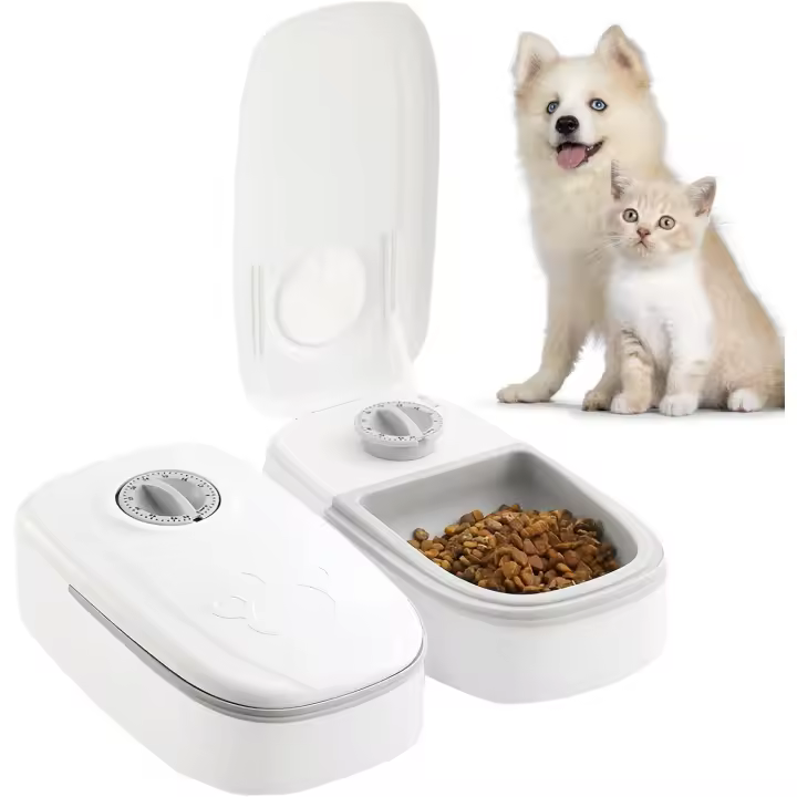 WIYETY Comedero Automático para 2 Comidas: Alimentador con Temporizador y Alfombrilla Antideslizante para Perros y Gatos - 1