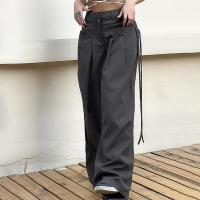 Pantalones anchos sueltos de estilo retro de cintura alta para mujer - details 5