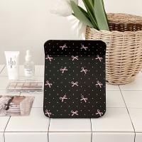 Espejo de escritorio de cuero Pu, espejo cosmético compacto, espejo de tocador con lazo rosa, espejo de maquillaje de bolsillo plegable delicado, decoración del hogar - details 9