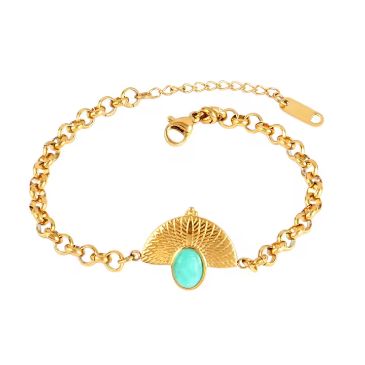 Pulsera Colgante de Piedra Natural de Acero Inoxidable 316L Cadena de Pendiente de Turquesa para Mujeres Regalo de Joyería de Moda - 1