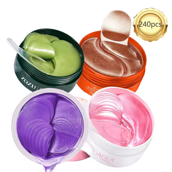 240 Uds = 120 pares de parches para los ojos ácido hialurónico, oro, algas marinas y Perla Negra, mascarilla hidratante de Gel de colágeno de cristal para ojos - 1