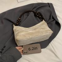 Elegante bolso de hombro de terciopelo con correa de cuentas - Diseño elegante de nubes, cierre de cremallera, forro de poliéster suave, disponible en negro y verde, elegante bolso de mujer para uso diario - details 4