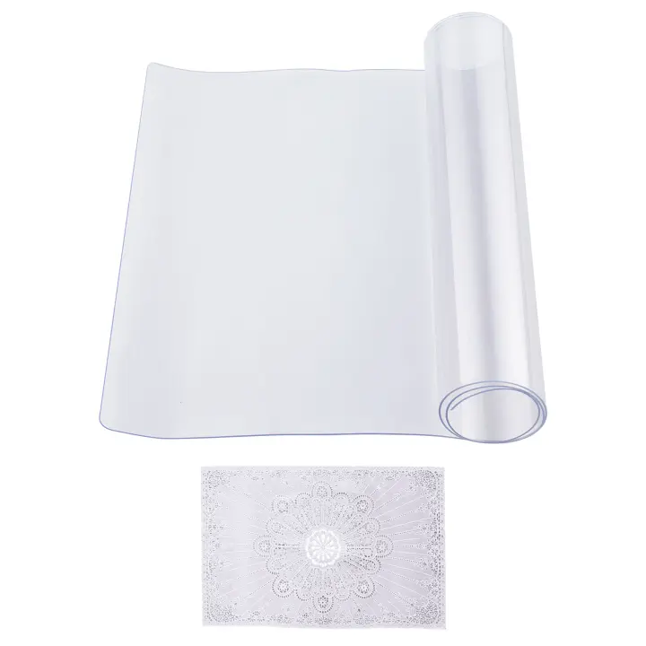 SucceBuy Funda de plástico para mesa, protector de PVC transparente, alfombrilla de escritorio impermeable para oficina, comedor, mesita de noche - 1