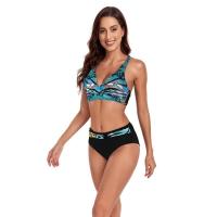Traje de Baño de Dos Piezas Estilo Vintage Tanga Alto con Impresión Retro Material de Dacron - details 4