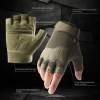 Guantes de motocicleta resistentes al desgaste, guantes de carreras de cuero de cabra Vintage, guantes antideslizantes sin dedos, guantes de medio dedo para deportes al aire libre - details 5
