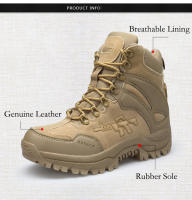 Botas de combate militares tácticas de alta calidad para hombre, zapatos de trabajo de cuero genuino del Ejército de EE. UU., caza, senderismo, Camping y montañismo - details 4