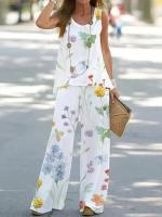 Conjunto de 2 piezas para mujer, tops y pantalones estampados, chaleco elegante, pantalones de verano - details 1