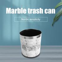 Cubo de basura con patrón de mármol, papelera de 10l, diámetro de 23Cm, altura de 27Cm, para sala de estar, baño, cocina - details 1