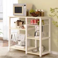 Estantería de Cocina con 3 Estantes y Cesta Metálica, Mesa Auxiliar de Cocina con Estanterías Soporte de Microondas con Ganchos, 90 x 40 x 83 cm - details 14