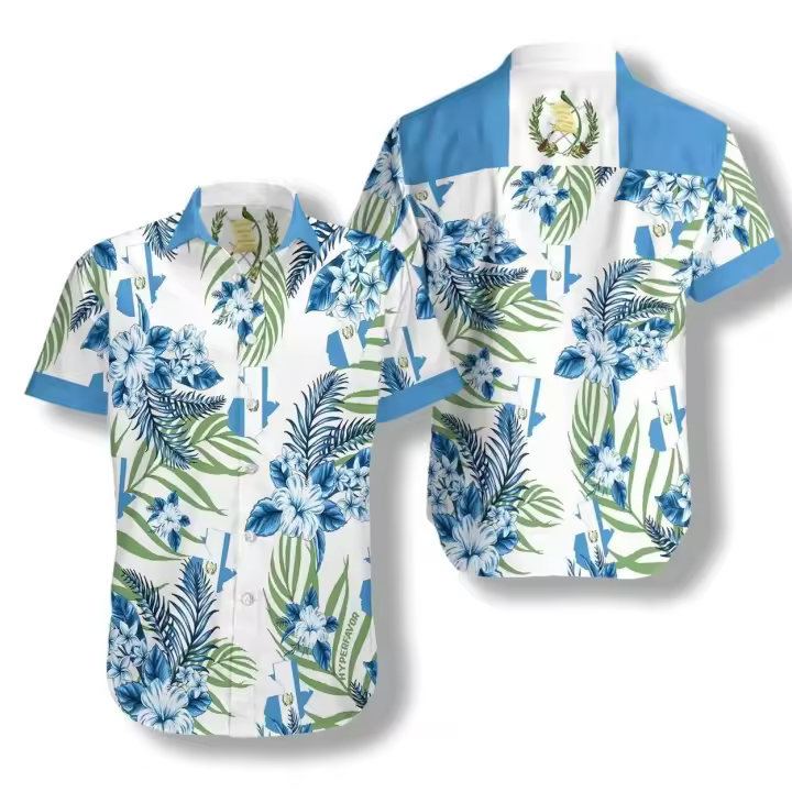Camisa hawaiana de moda informal con estampado de Guatemala, camisa ajustada de bajo precio para hombre - 1