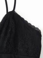 Ropa de mujer europea y americana temperamento ajustado con cuello en V empalme de encaje vestido de tirantes sin espalda - details 5