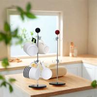Portavasos de hierro creativo, Base acrílica, estante de almacenamiento para tazas de té al revés, estilo antiguo, ahorro de espacio, portavasos de café para el hogar - details 7
