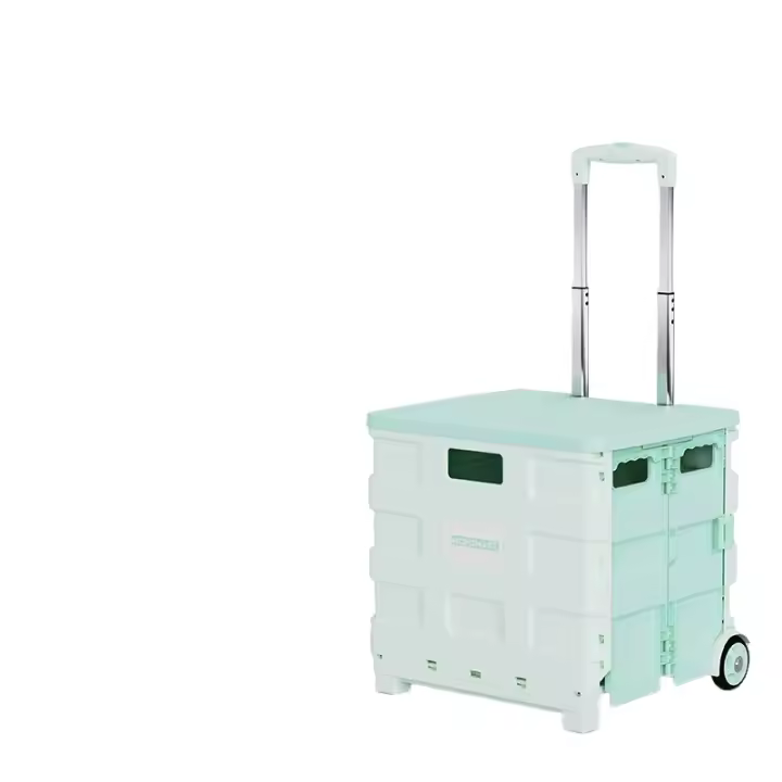 Carrito de Utilidad Plegable Portátil Caja de Herramientas con Tapa Cesto para Compras con Ruedas Giratorias Ideal para Oficina, Viajes, Acampar - 1