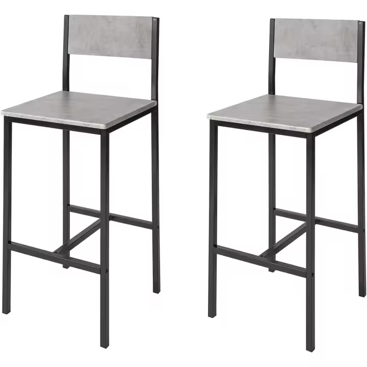 Lote de 2 taburetes con respaldo, taburete de bar, capacidad hasta 100 kg, H95 cm, ES (2 taburetes-2) - 1