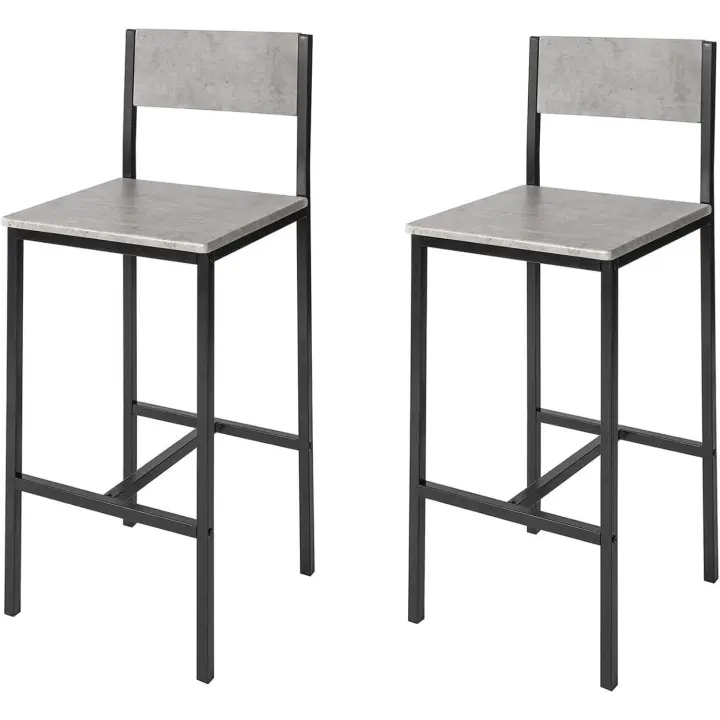 Lote de 2 taburetes con respaldo, taburete de bar, capacidad hasta 100 kg, H95 cm, ES (2 taburetes-2) - 1