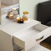 Tocador de maquillaje, madera, cajones, blanco, 130 x 63,5 x 39 cm 9 cm - details 2