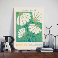 Cuadro de Pintura Nórdica en Lienzo con Marco de 3pcs Flores Salvajes del Mercado Posters Daneses Pastel Artístico para Pared de Dormitorio Decoración Aestética Material de Lienzo Marca JUBEER - details 10